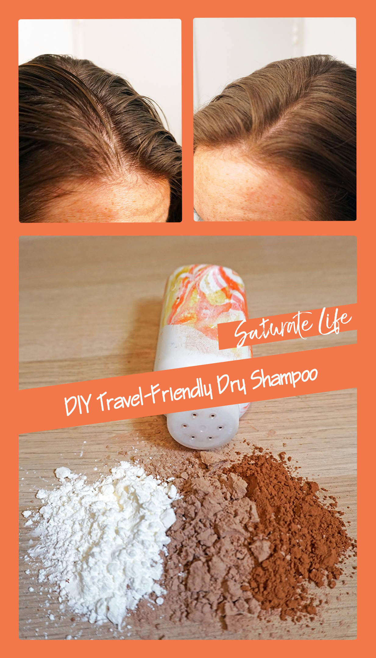 Travel Friendly DIY Dry Shampoo for Light and Dark Hair - Saturate Life